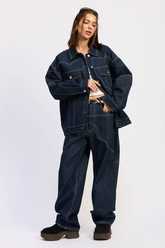 OVERSIZED TWILL BUTTON UP JACKET