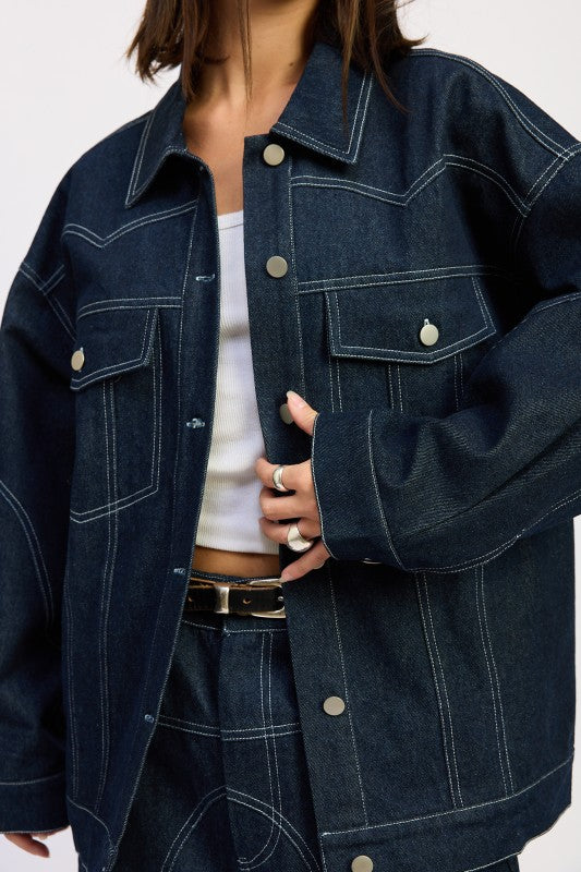 OVERSIZED TWILL BUTTON UP JACKET