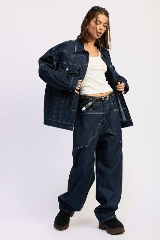 OVERSIZED TWILL BUTTON UP JACKET