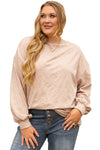 Parchment Plus Size Textured Drop Shoulder Crew Neck Sweatshirt