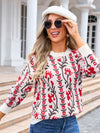 Angel Wings Flower Round Neck Long Sleeve Sweater - Cocoa Yacht Club