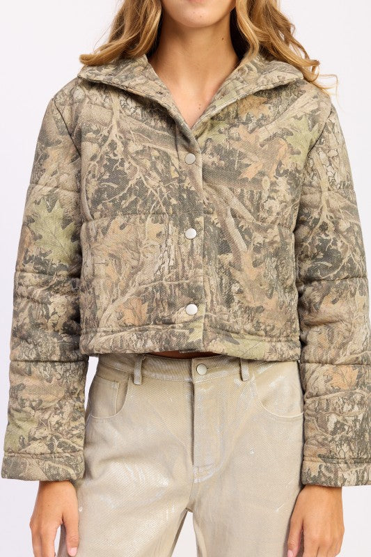 WOODLAND CAMO PUFFER JACKET