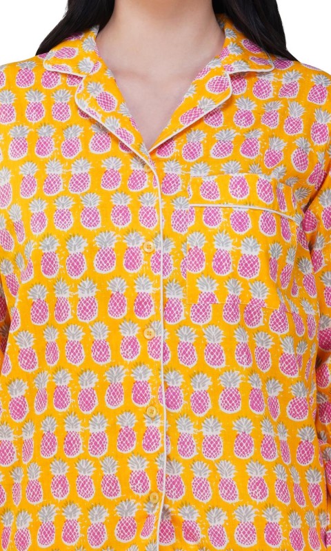 Tropical Bliss 3Piece Yellow Pink Pineapple Pajama