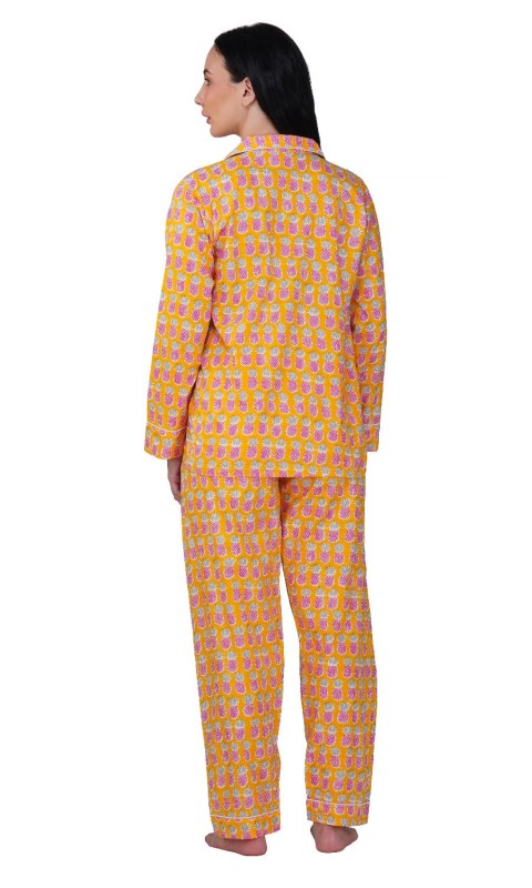 Tropical Bliss 3Piece Yellow Pink Pineapple Pajama