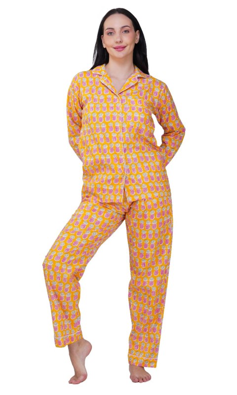 Tropical Bliss 3Piece Yellow Pink Pineapple Pajama