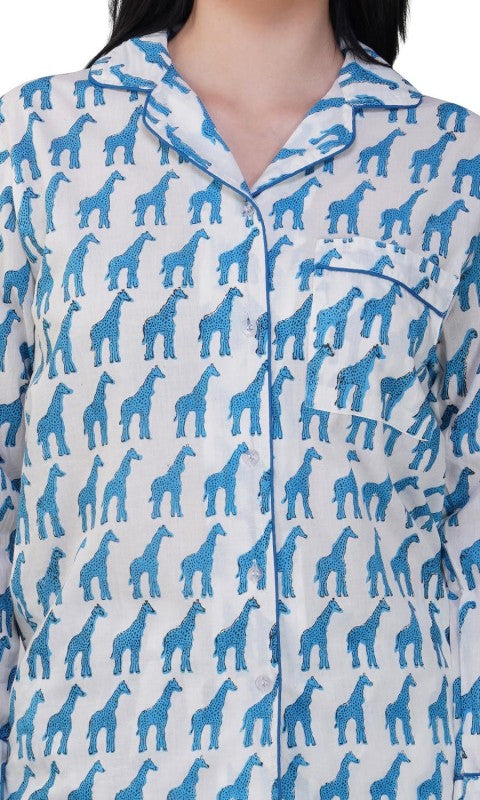 Desert Sky: 3-Piece Blue Camel Print Pajama Set