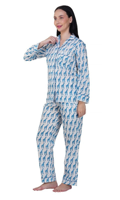 Desert Sky: 3-Piece Blue Camel Print Pajama Set