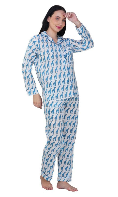 Desert Sky: 3-Piece Blue Camel Print Pajama Set