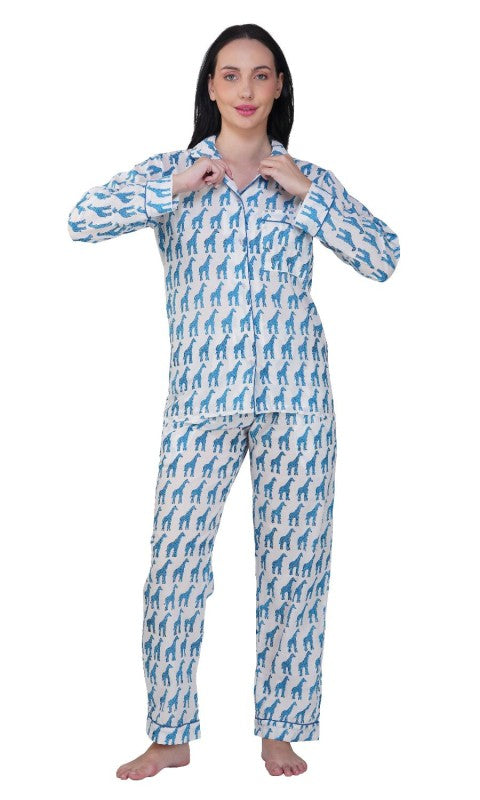 Desert Sky: 3-Piece Blue Camel Print Pajama Set