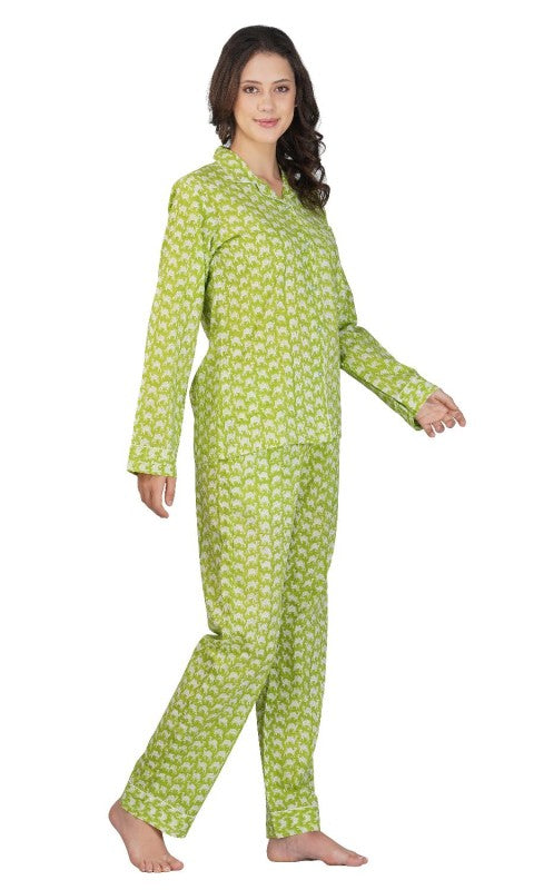 Oasis Mirage: 3-Piece Green Camel Print Pajama Set