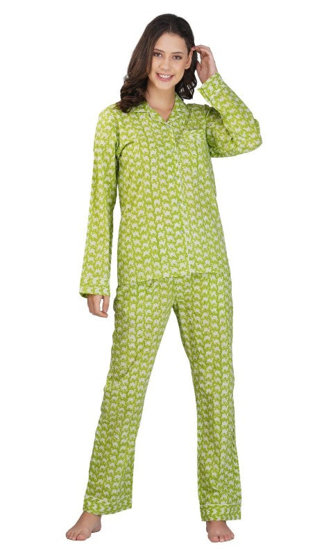 Oasis Mirage: 3-Piece Green Camel Print Pajama Set