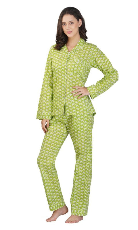 Oasis Mirage: 3-Piece Green Camel Print Pajama Set