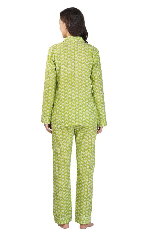 Oasis Mirage: 3-Piece Green Camel Print Pajama Set