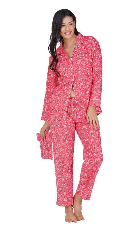 Rosy Vine Dream -3 piecePajama Set