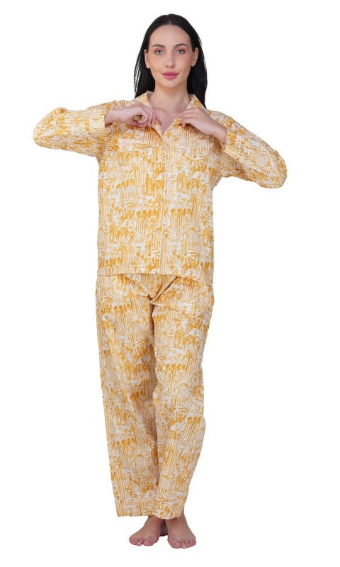 Sunset Palms: 3-Piece Yellow Pajama Set