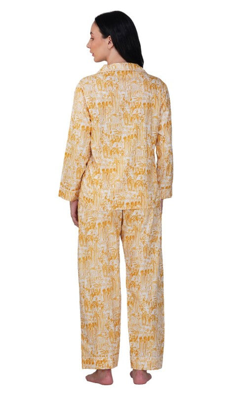 Sunset Palms: 3-Piece Yellow Pajama Set