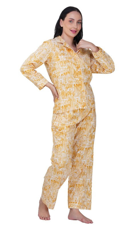 Sunset Palms: 3-Piece Yellow Pajama Set