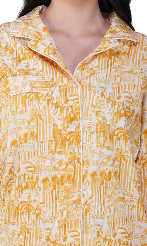 Sunset Palms: 3-Piece Yellow Pajama Set