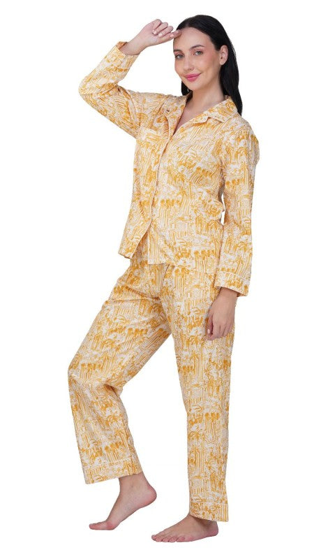 Sunset Palms: 3-Piece Yellow Pajama Set