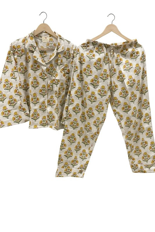 Bloom 3 Piece Women's Block Printed Pajama Set