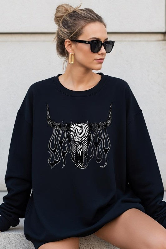 Western Bullskull Graphic Sweatshirt