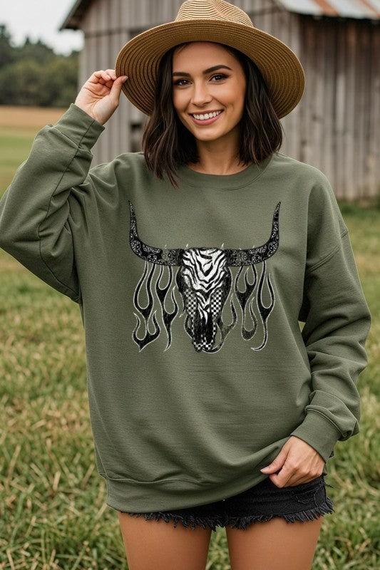 Western Bullskull Graphic Sweatshirt