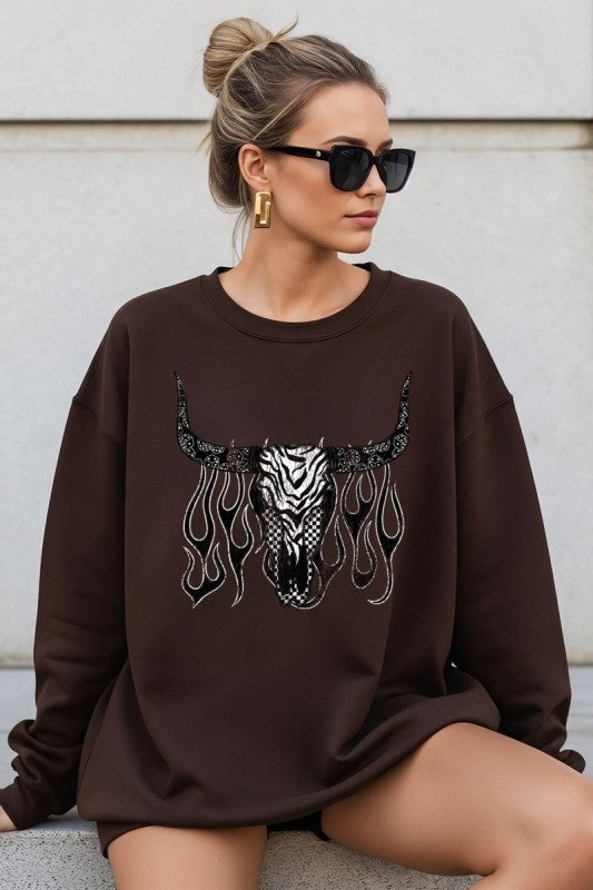 Western Bullskull Graphic Sweatshirt