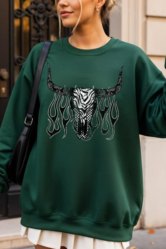 Western Bullskull Graphic Sweatshirt