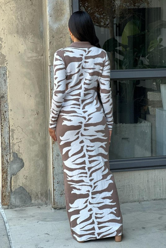Animal Print Sweater Dress Body Con