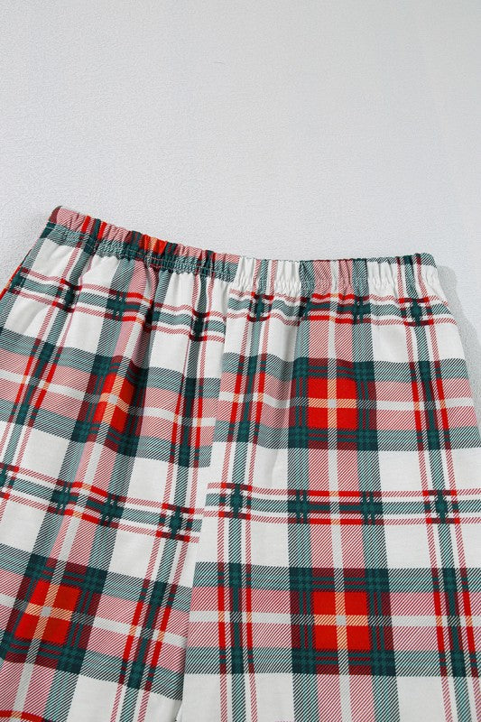 Christmas Plaid Two Piece Long Sleeve Pajamas Set