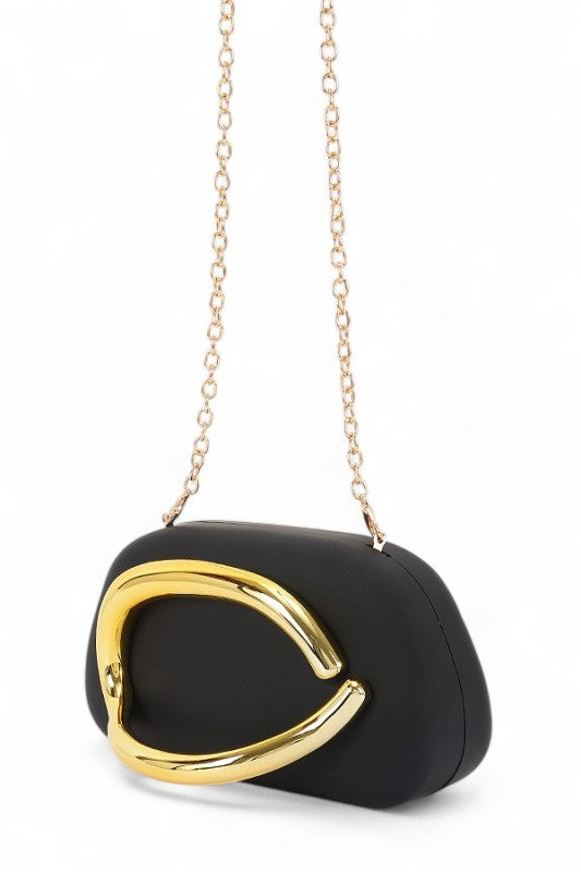 Iconic Metal Handle Matte Finish Box Clutch