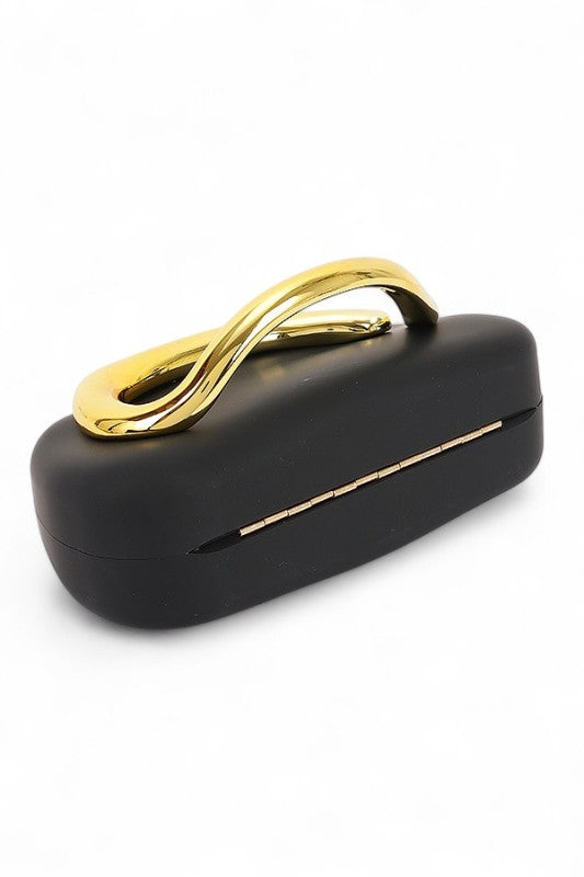 Iconic Metal Handle Matte Finish Box Clutch