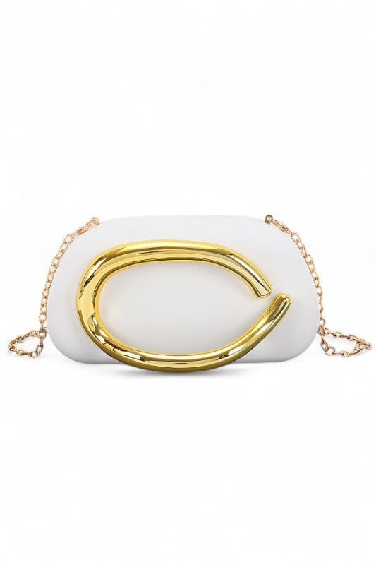 Iconic Metal Handle Matte Finish Box Clutch