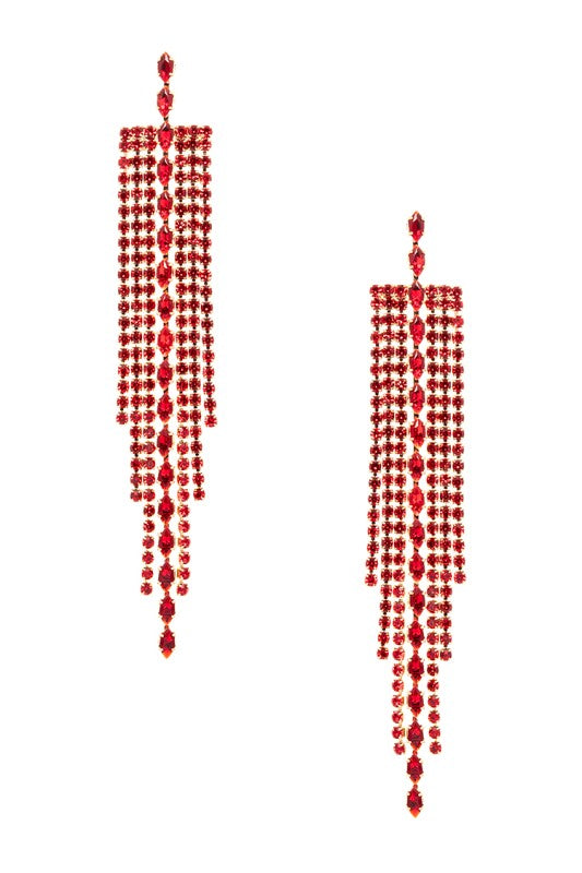 Fringe Rhinestone Long Tassel Earrings