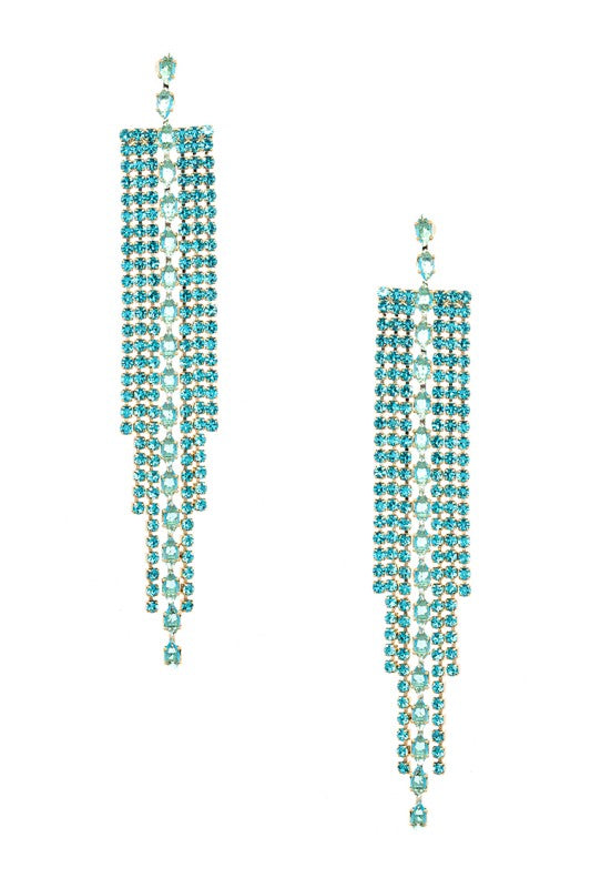 Fringe Rhinestone Long Tassel Earrings