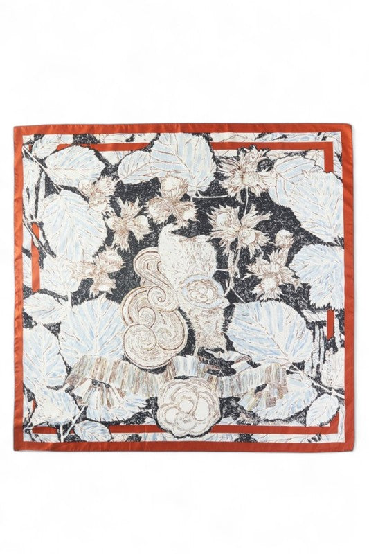 Floral Printed Silky Square Scarf