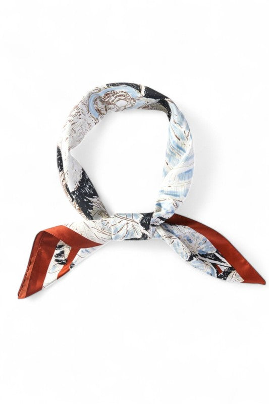 Floral Printed Silky Square Scarf