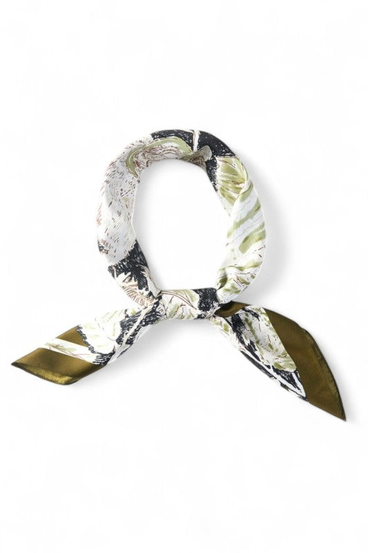 Floral Printed Silky Square Scarf