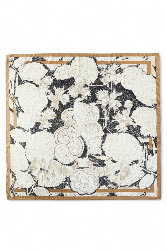 Floral Printed Silky Square Scarf