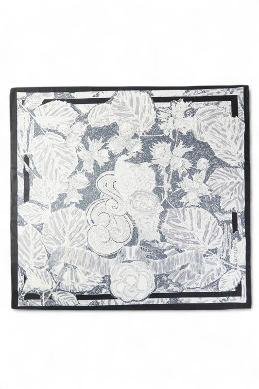 Floral Printed Silky Square Scarf
