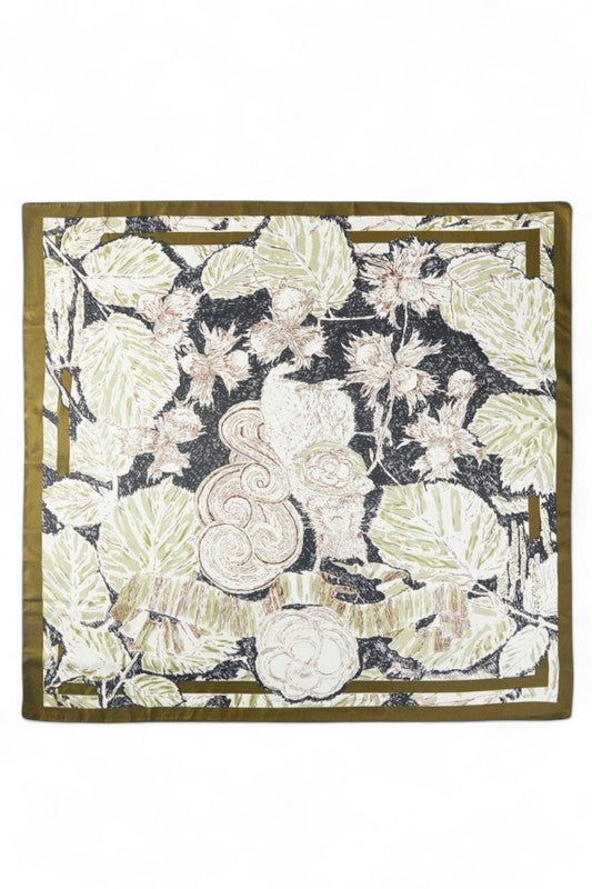 Floral Printed Silky Square Scarf