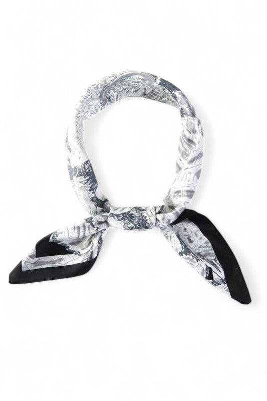 Floral Printed Silky Square Scarf