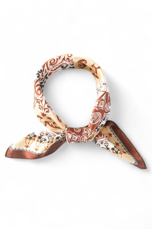 Oriental Arabesque Printed Bandana Square Scarf