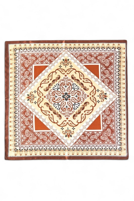 Oriental Arabesque Printed Bandana Square Scarf