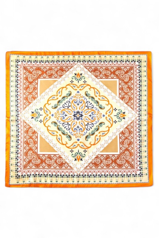 Oriental Arabesque Printed Bandana Square Scarf