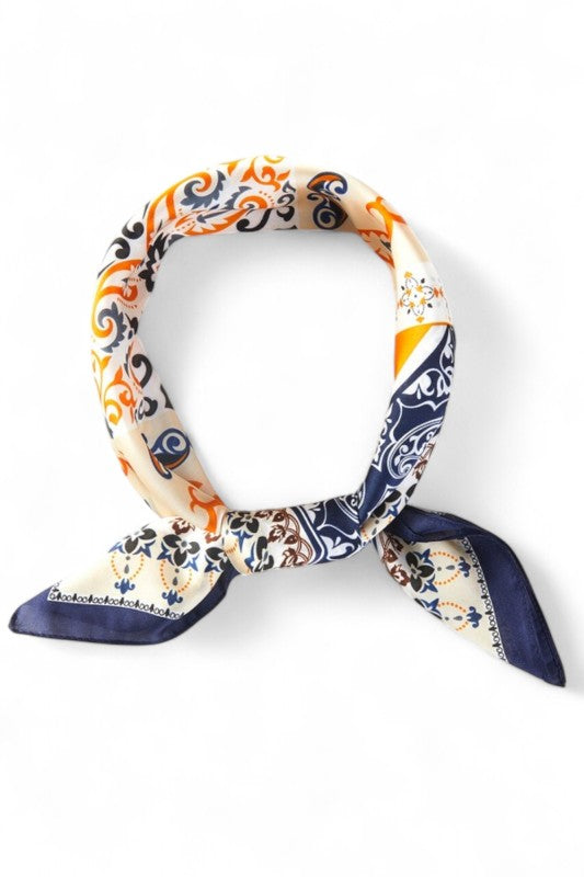 Oriental Arabesque Printed Bandana Square Scarf