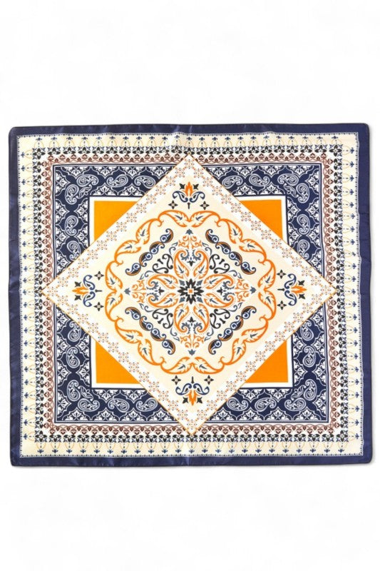 Oriental Arabesque Printed Bandana Square Scarf