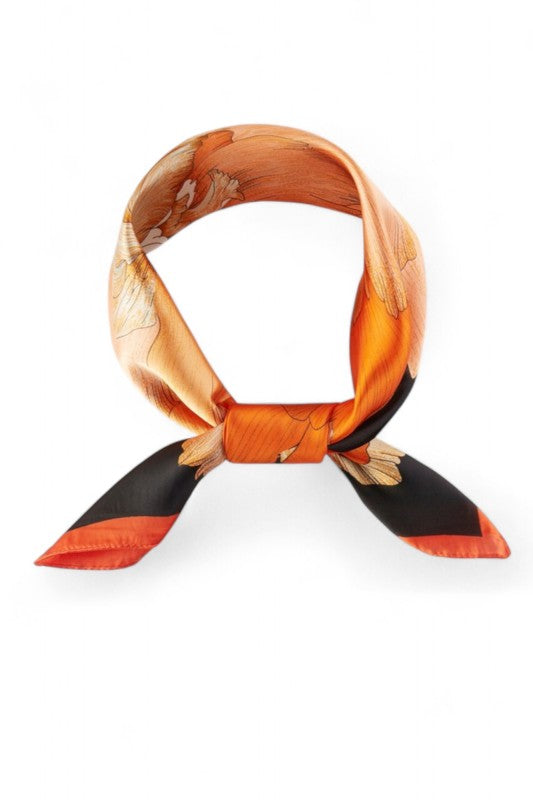 Peony Flower Print Silky Square Scarf