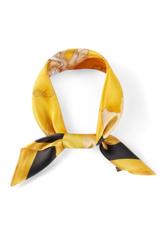 Peony Flower Print Silky Square Scarf
