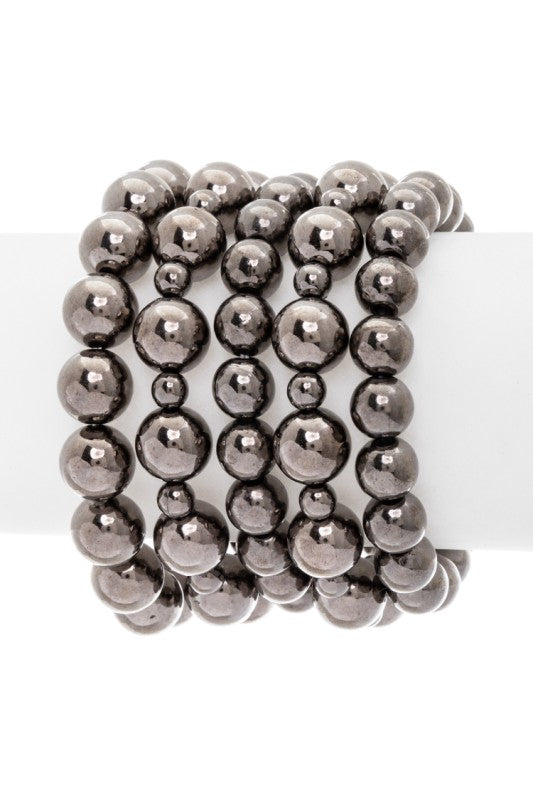 5 Strands 10MM Pearls Stretch Bracelet Set